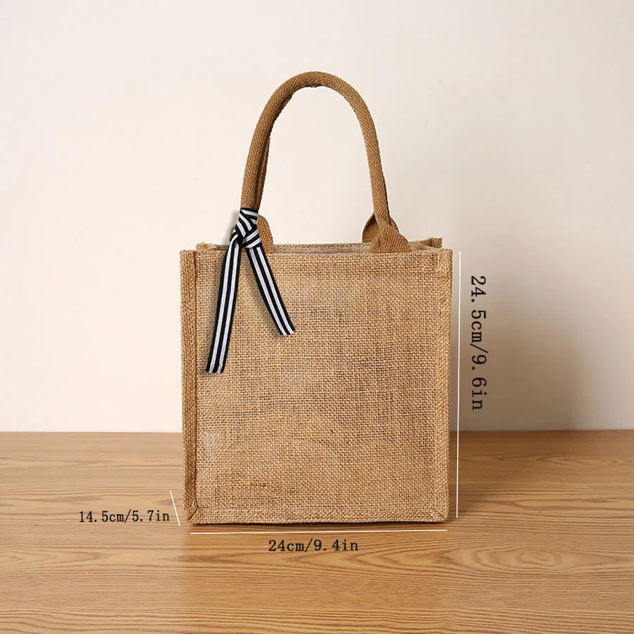Jute Tote Bag - Large Capacity Reusable Gift bag, Shopper, Travel & Everyday Carry Bag