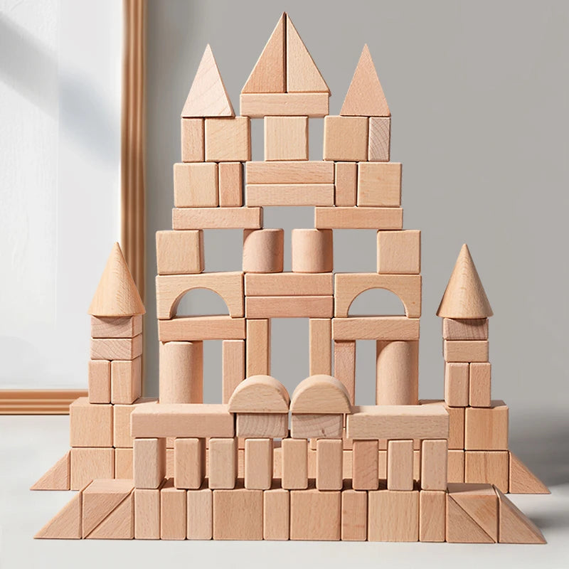 Natural Wooden 100-Piece Building Block Set