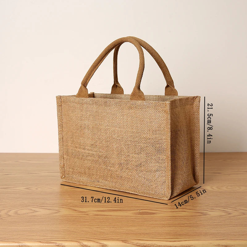 Jute Tote Bag - Large Capacity Reusable Gift bag, Shopper, Travel & Everyday Carry Bag