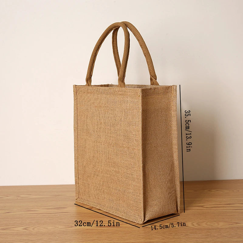Jute Tote Bag - Large Capacity Reusable Gift bag, Shopper, Travel & Everyday Carry Bag