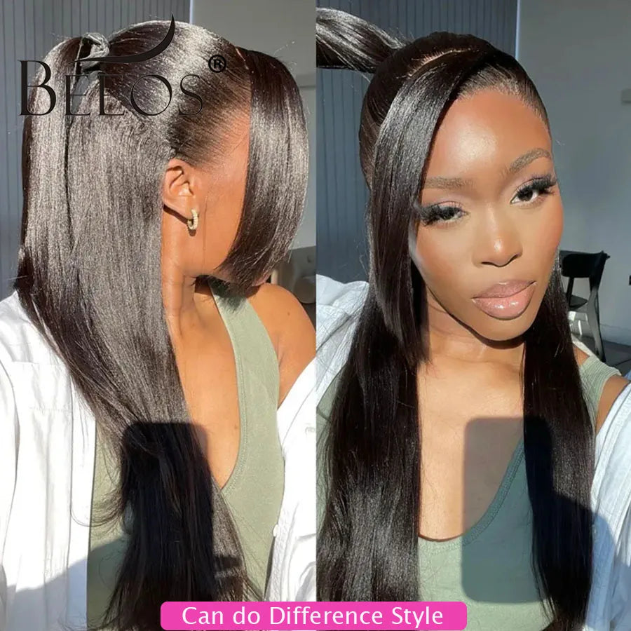 360 HD Lace 16 - 32” Yaki Straight Wig – Glueless, 250% Density, Natural Texture