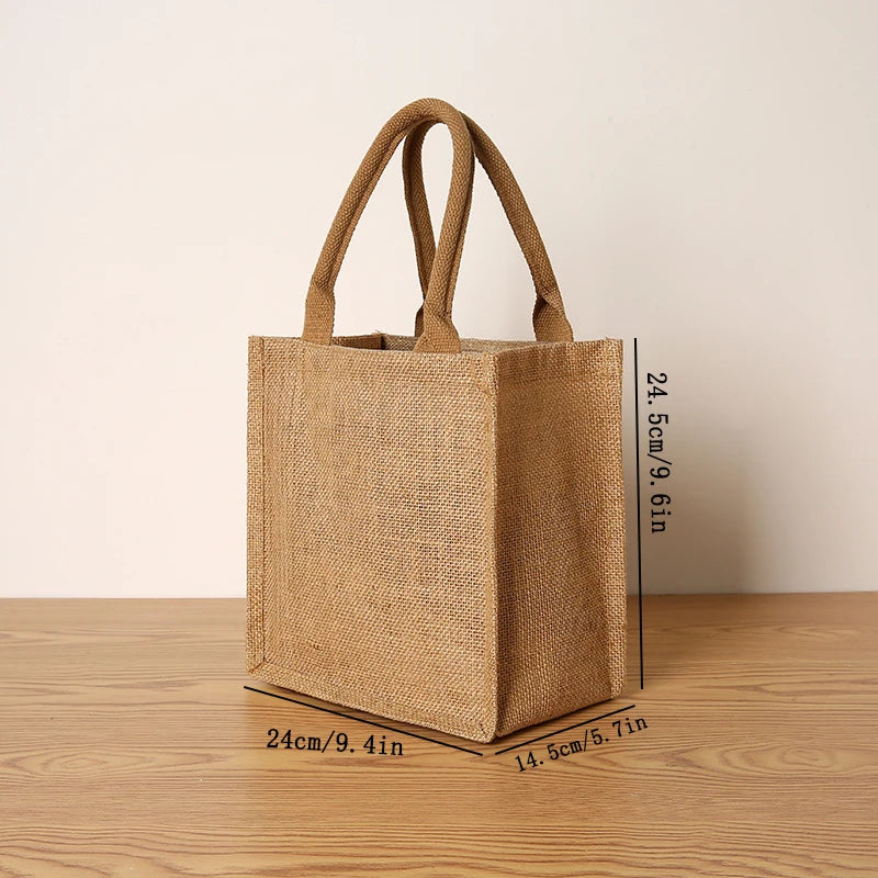 Jute Tote Bag - Large Capacity Reusable Gift bag, Shopper, Travel & Everyday Carry Bag