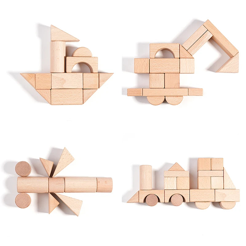 Natural Wooden 100-Piece Building Block Set