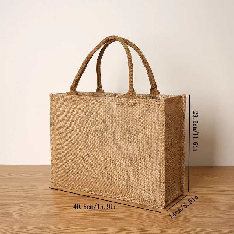 Jute Tote Bag - Large Capacity Reusable Gift bag, Shopper, Travel & Everyday Carry Bag