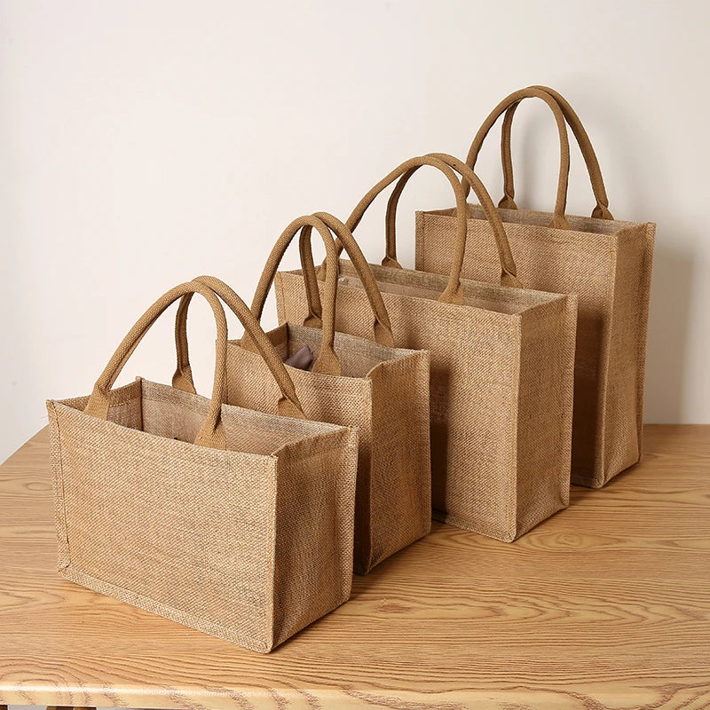 Jute Tote Bag - Large Capacity Reusable Gift bag, Shopper, Travel & Everyday Carry Bag