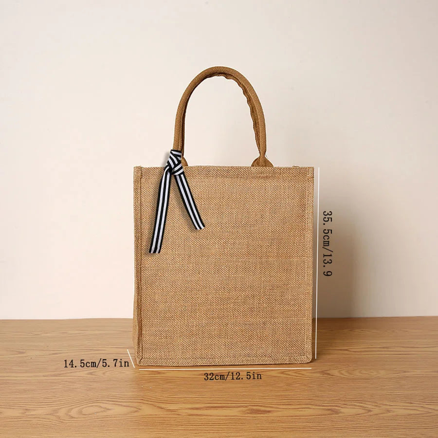 Jute Tote Bag - Large Capacity Reusable Gift bag, Shopper, Travel & Everyday Carry Bag